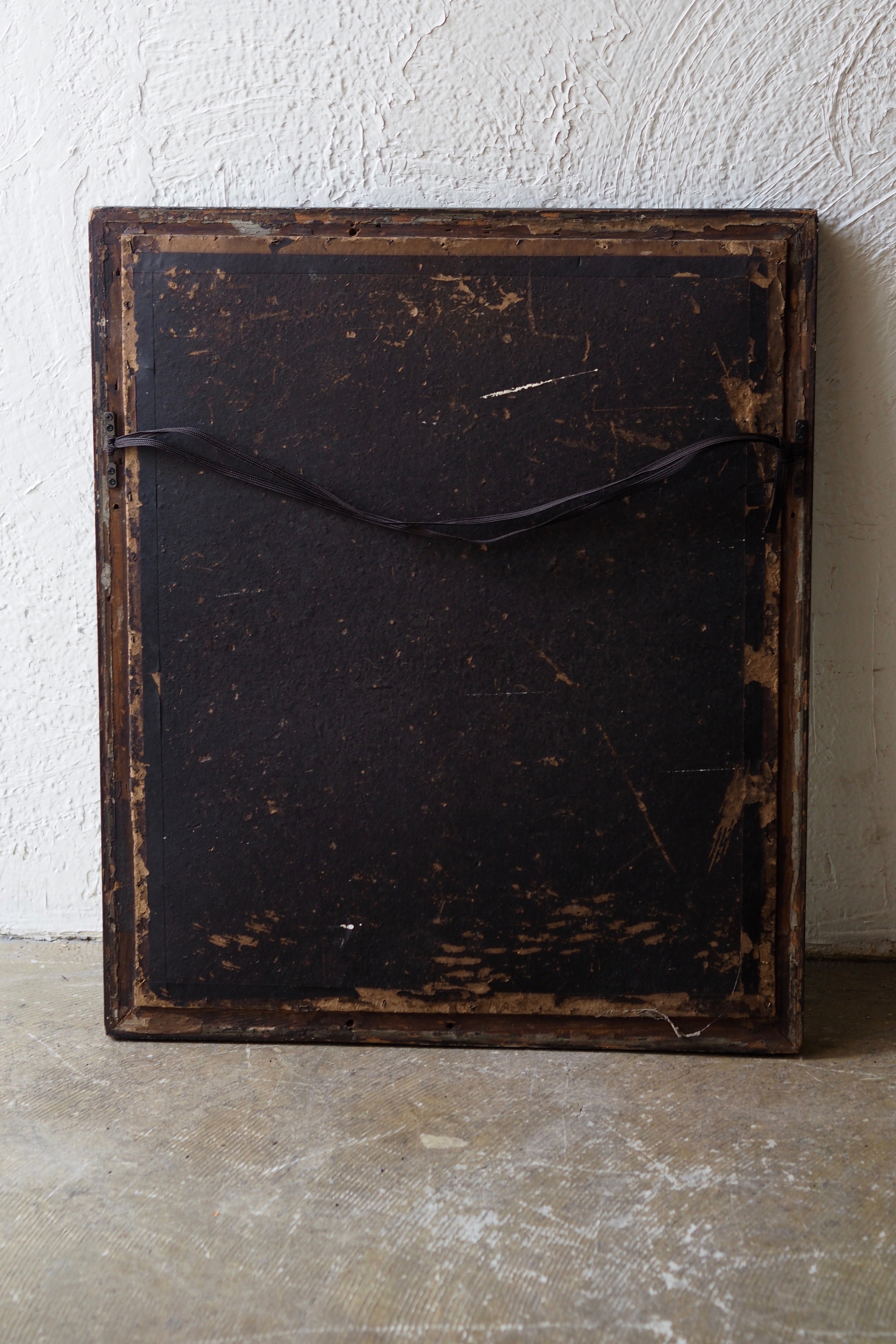 黒 ボタニカル装飾のミラー-antique black frame mirror