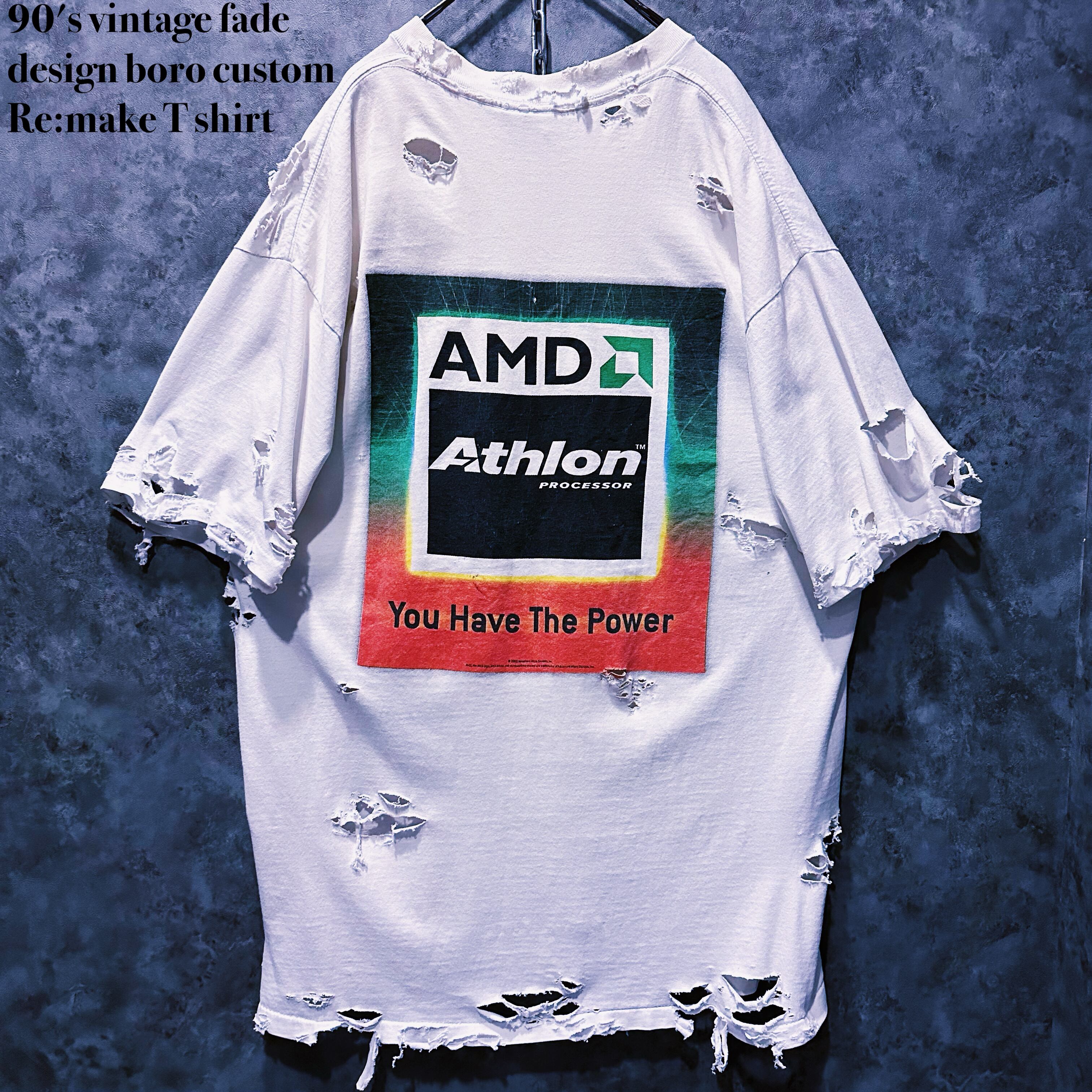 【doppio】90's vintage fade design boro custom Re:make T shirt