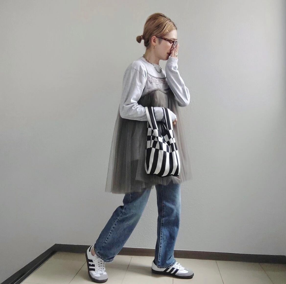 ボリュームフレアチュールトップス