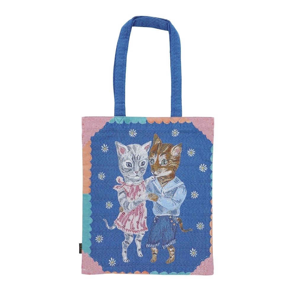 NathalieLete(ナタリーレテ)Rectangle tote bag(Dance cats/Blue cat