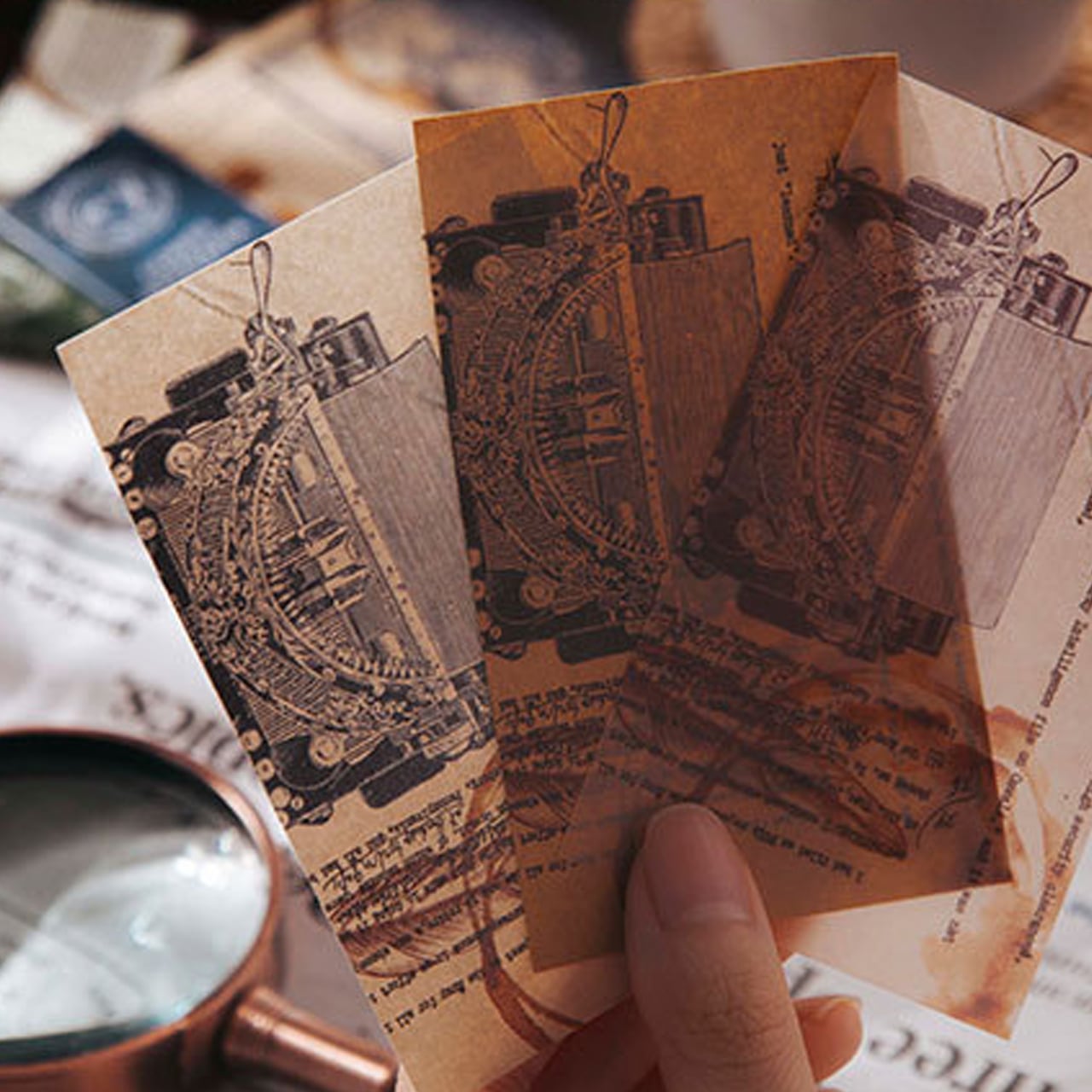 030カード小　アンティークモダン　乗り物の切手　珈琲染め　コラージュ素材 Amazon | スチームパンク ヴィンテージ ペーパー アンティーク
