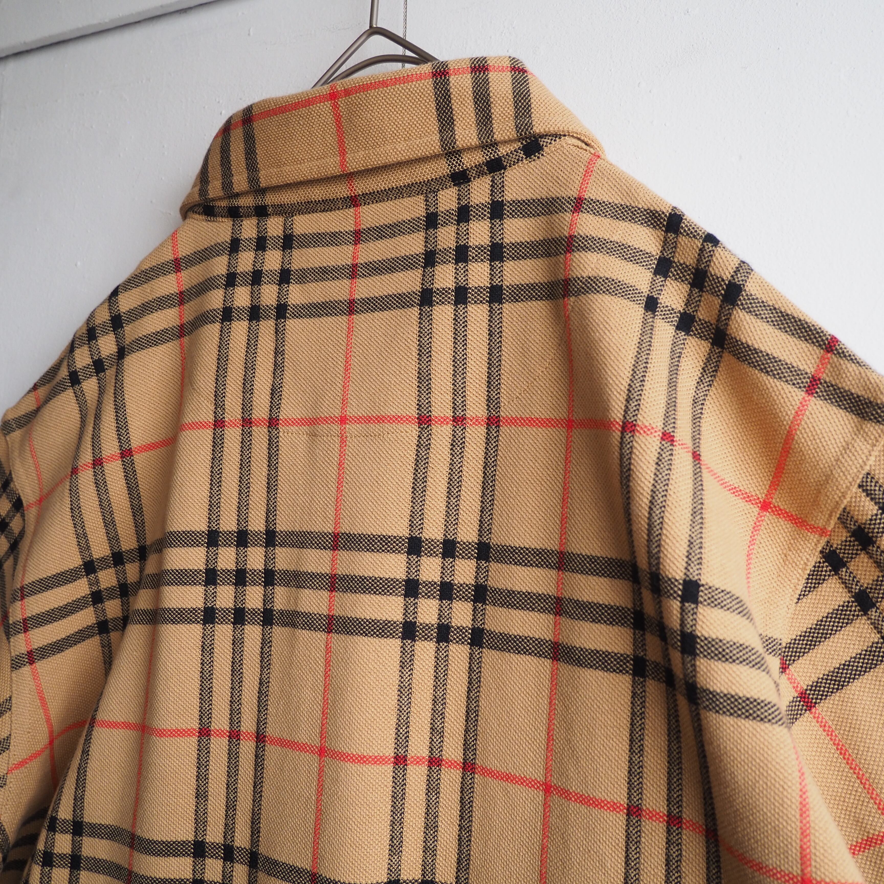 1990s ” Old BURBERRY ” Nova check Camel color vintage cotton polo shirt