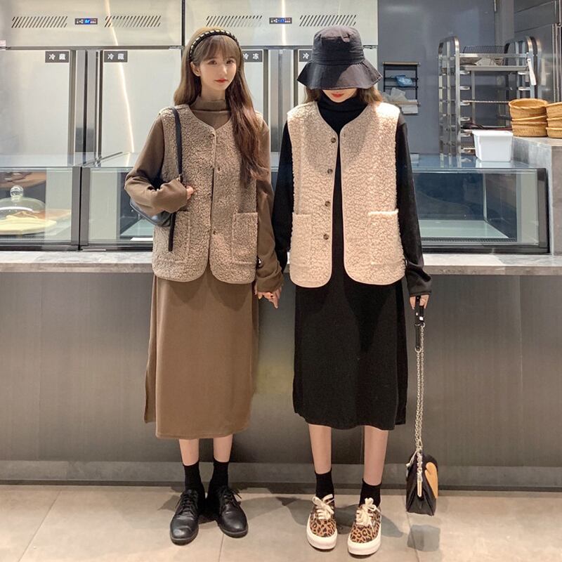 スカート スプリングルーズロングドレス 薄手 長袖 春物 試着室86071692798