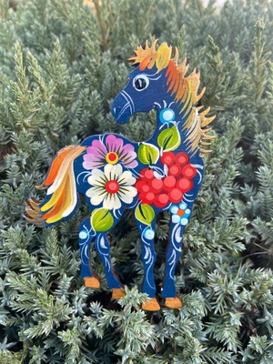 ペトリキフカ塗りのマグネット 2026/午年モデル　馬（Khomenko製作）