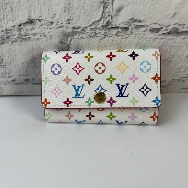LOUIS VUITTON ルイヴィトン  モノグラムマルチカラー 村上隆ミュルティクレ6連 モノグラムレザー キーケース ホワイト A-8095