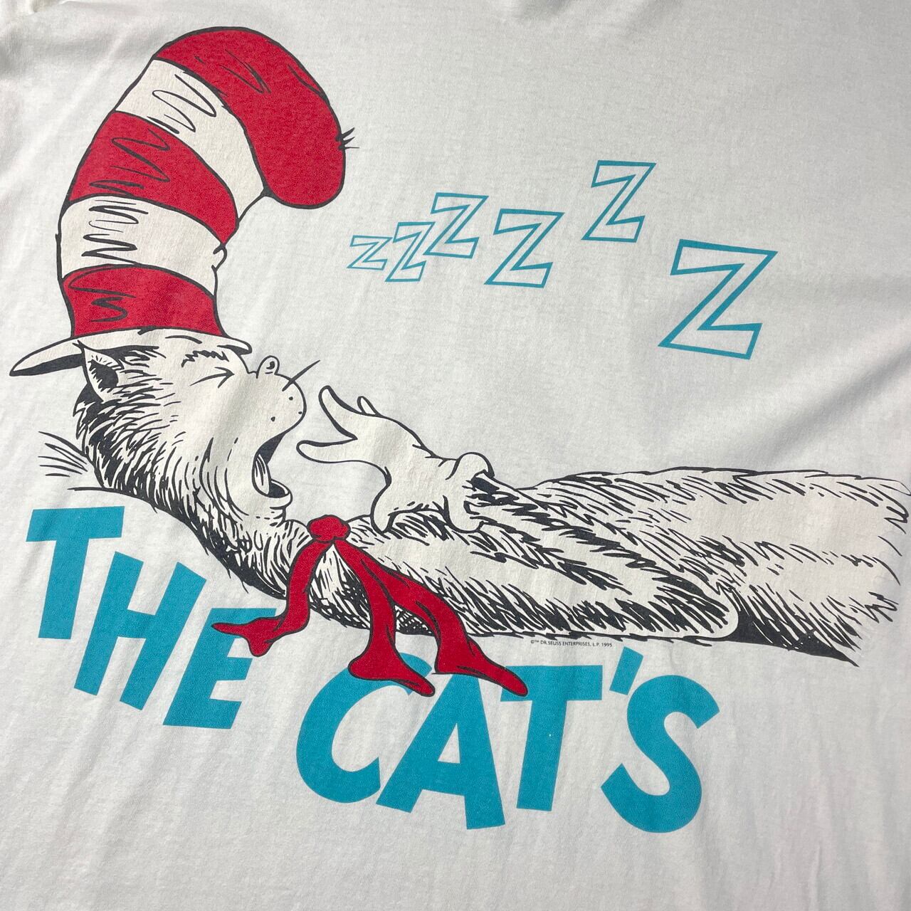 90年代 THE CAT IN THE HAT キャットインザハット キャラクタープリント ビッグTシャツ メンズ2XL相当 レディース 古着 90s  ビンテージ ヴィンテージ シングルステッチ Dr. Seuss ドクタースース ロング丈 ワンピース 両面プリント ホワイト 白 ビッグサイズ ...