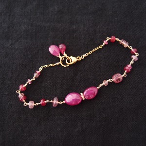 Mixed Stone Bracelet【K14gf】Dark Pink／ブレスレット