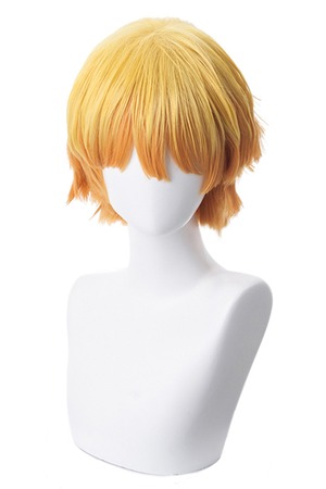 コスプレ耐熱ウィッグ イエロー オレンジ ショートカット キャラクターウィッグ ★鬼滅の刃/我妻善逸 等 ★受注品★