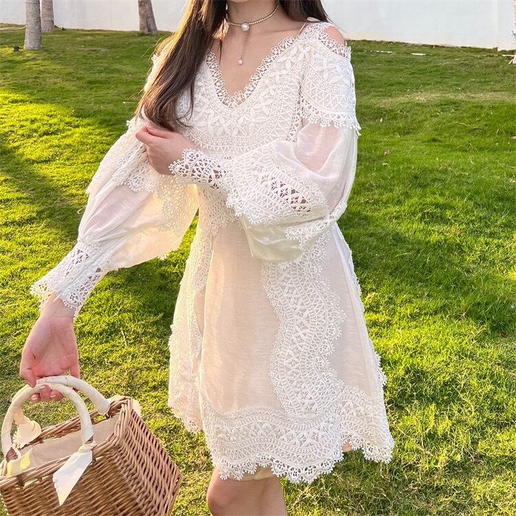 ⭐️美品‼︎⭐️TO BE CHIC⭐️レースチュニックワンピース　46 ワンピース 白 ホワイト レース チュニック ワンピース ピンク 黄色