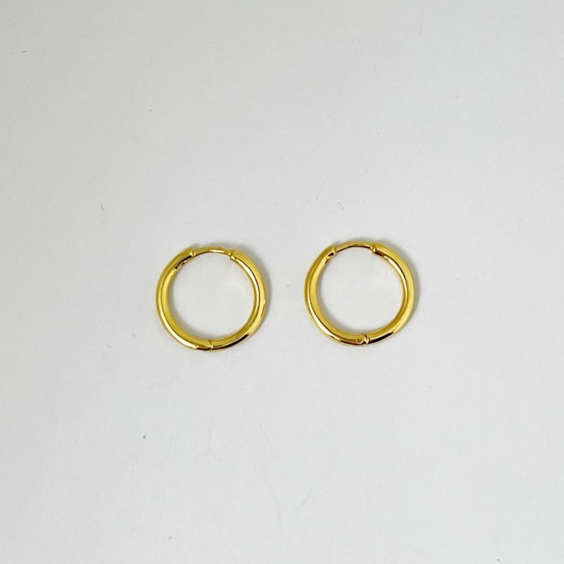 Gold Coating カチッと フープピアス《M size 直径1.7cm》 | 【公式