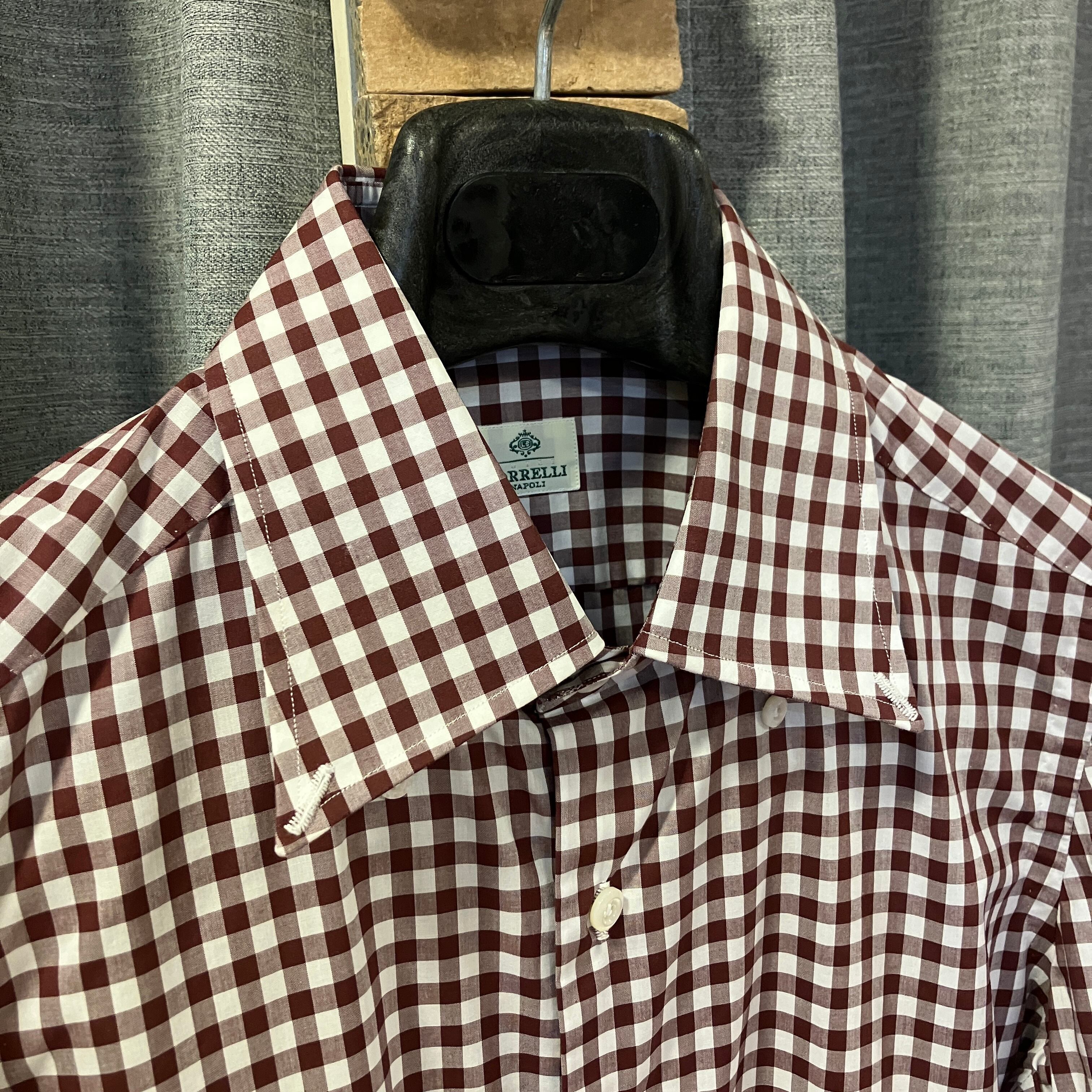 LUIGI BORRELLI COTTON B.D CHECK SHIRT BROWN | safarionline