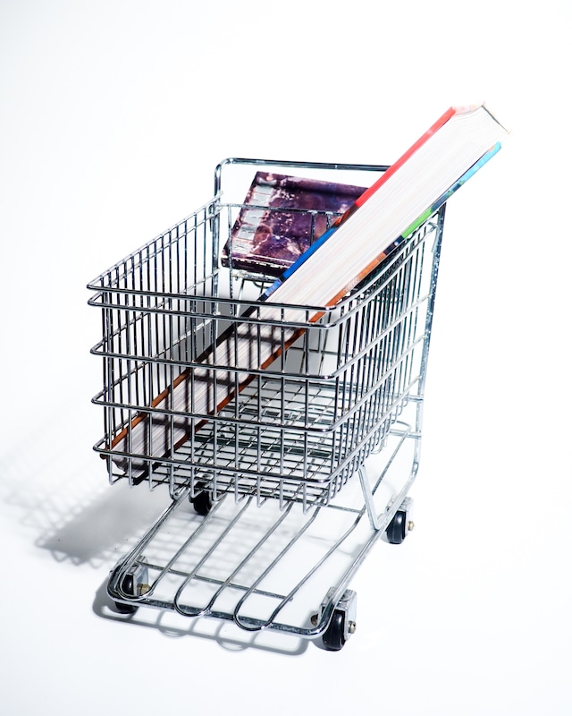 steel shopping cart with rolling wheels