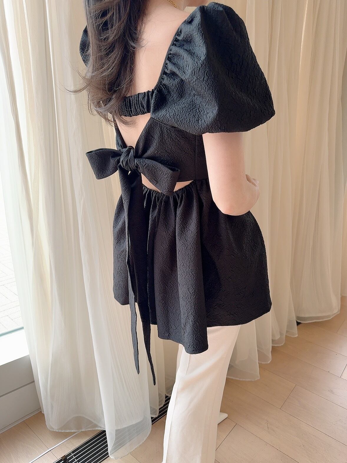 Back ribbon tunic BL / black(6月下旬〜(7月上旬頃発送予定)