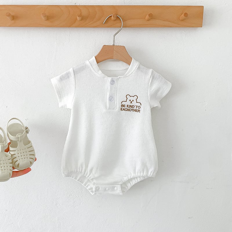 BABY&KID】夏用ワッフルクマ刺繡ロンパースORセットアップ | 韓国子供