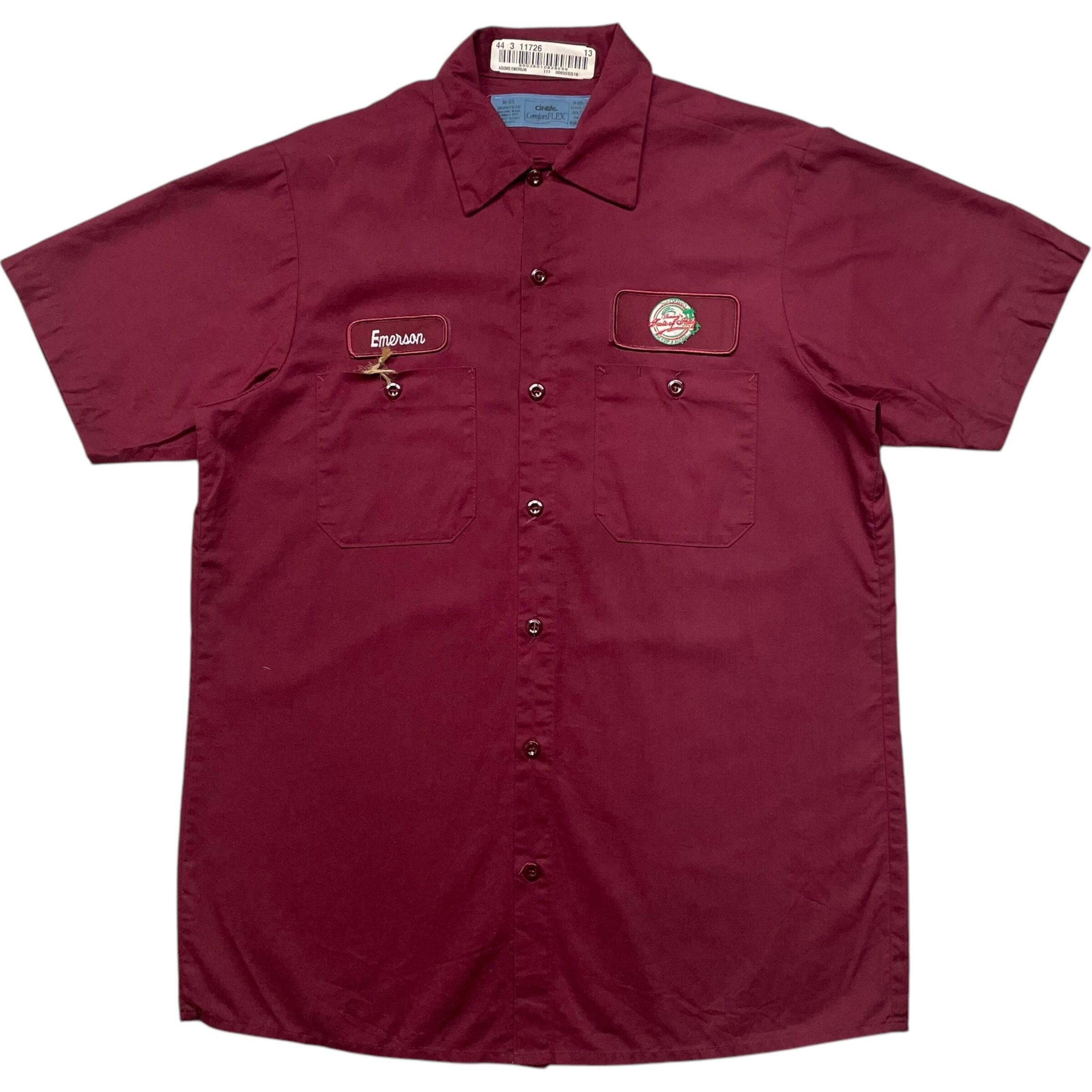 《M》CiNTAS シンタス ワークシャツ 半袖シャツ 企業ロゴ ワッペン バーガンディ no.6580