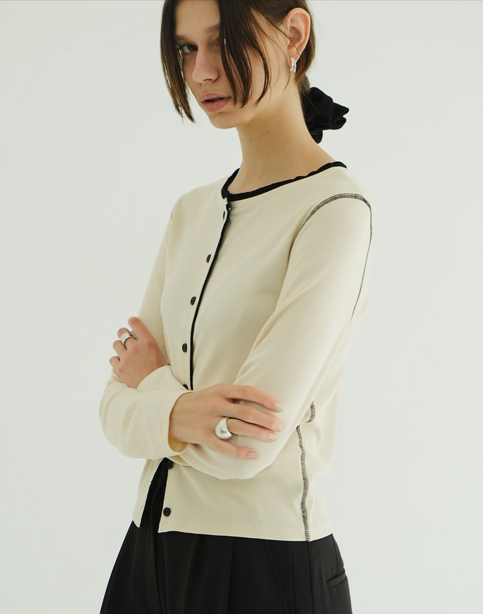 トップス CLANE W FACE BICOLOR CARDIGAN CLANE（クラネ） カーディガン CLANE W FACE BICOLOR CARDIGAN