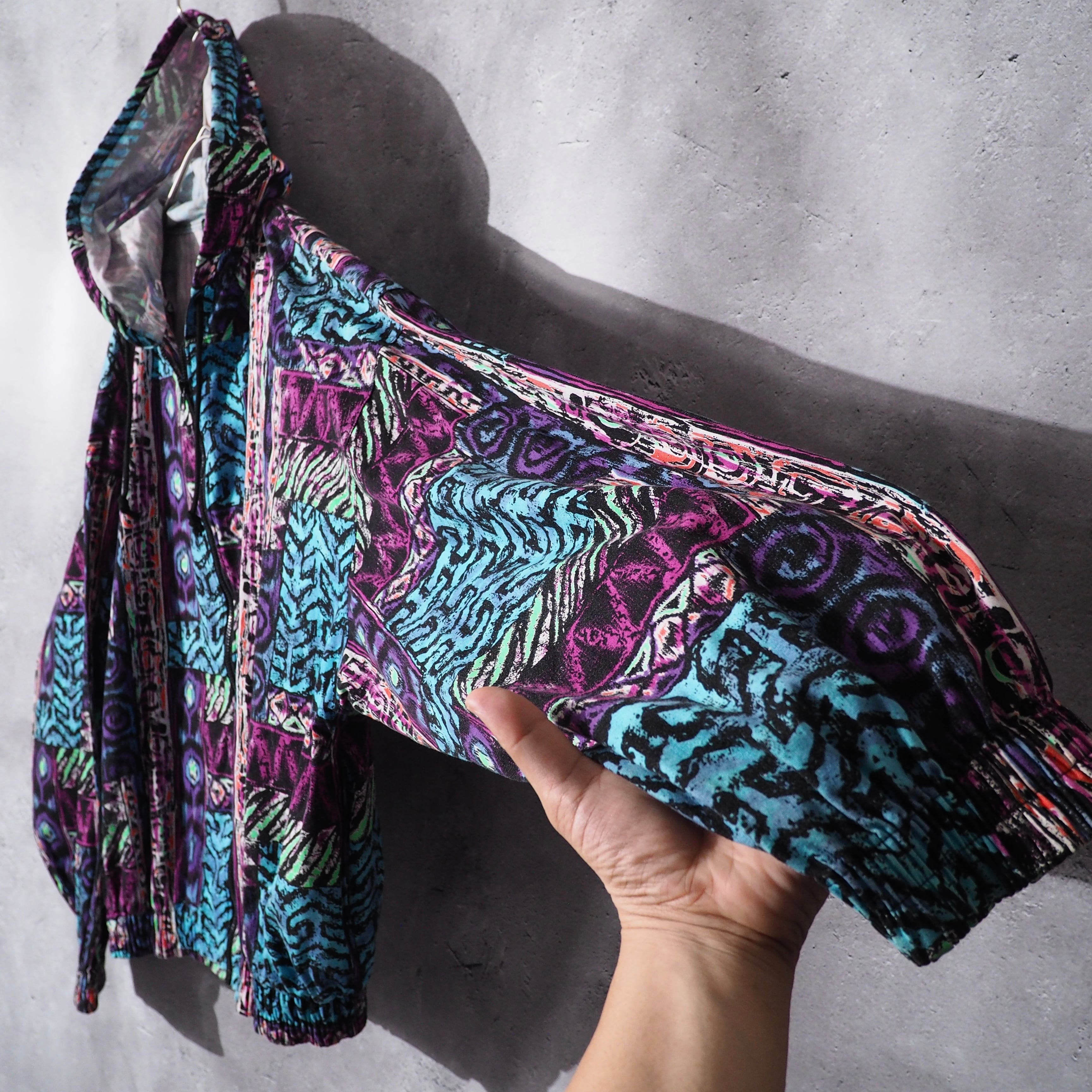 1980s Beautiful Psychedelic pattern vintage loose full zip Parker
