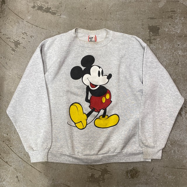 Ⓚ 1990s MICKEY MOUSE PRINT SWEAT SHIRT GRAY USA