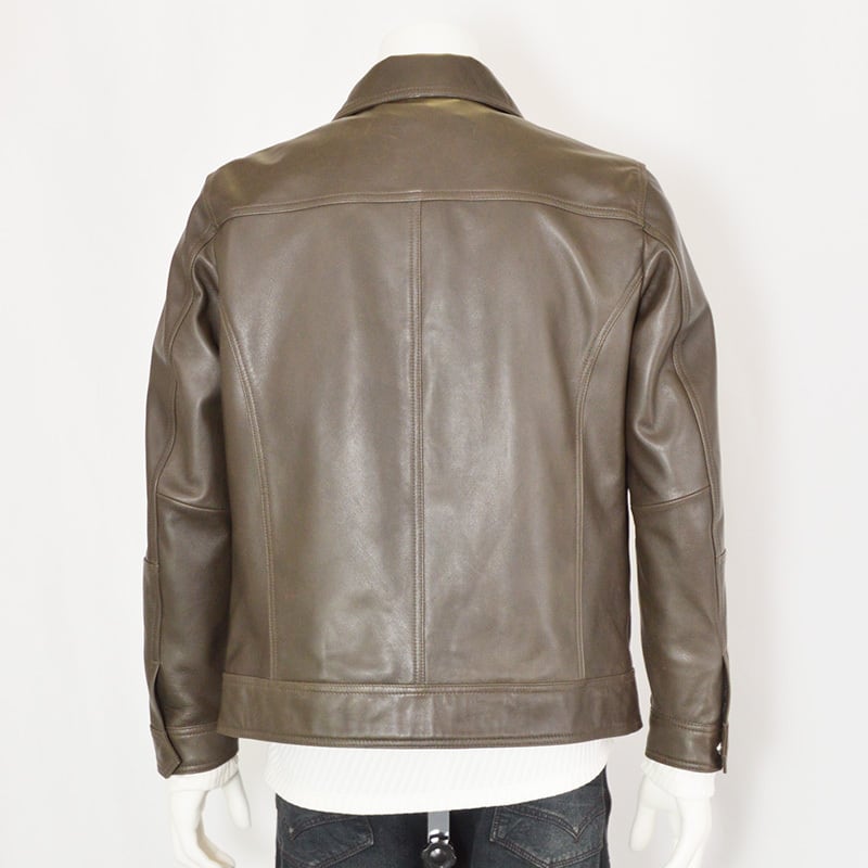 TETE HOMME テットオム｜光沢感シープレザーステンカラーブルゾン