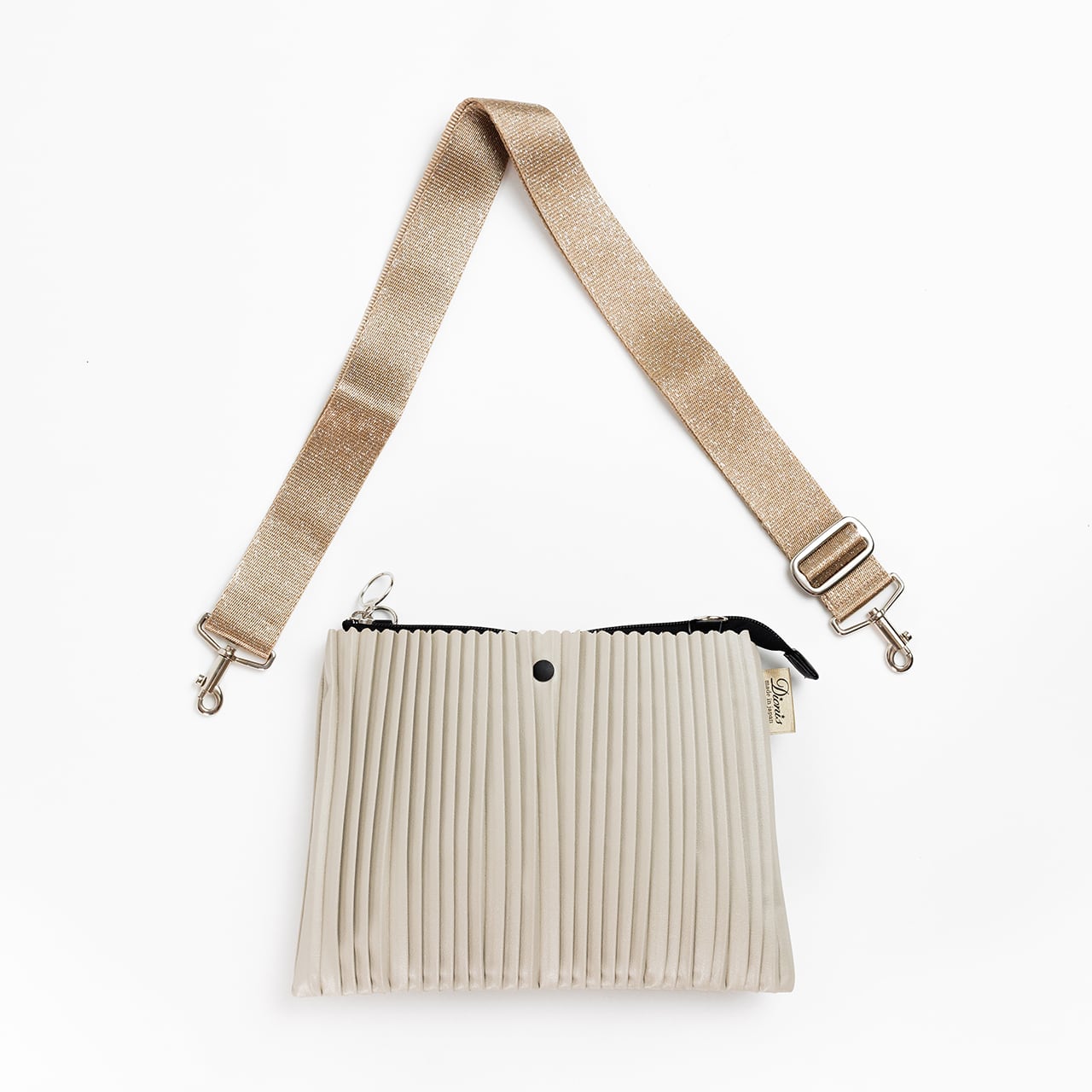 スタイリッシュプリーツシャインショルダーバッグ(DGO-908)#561サンドベージュ