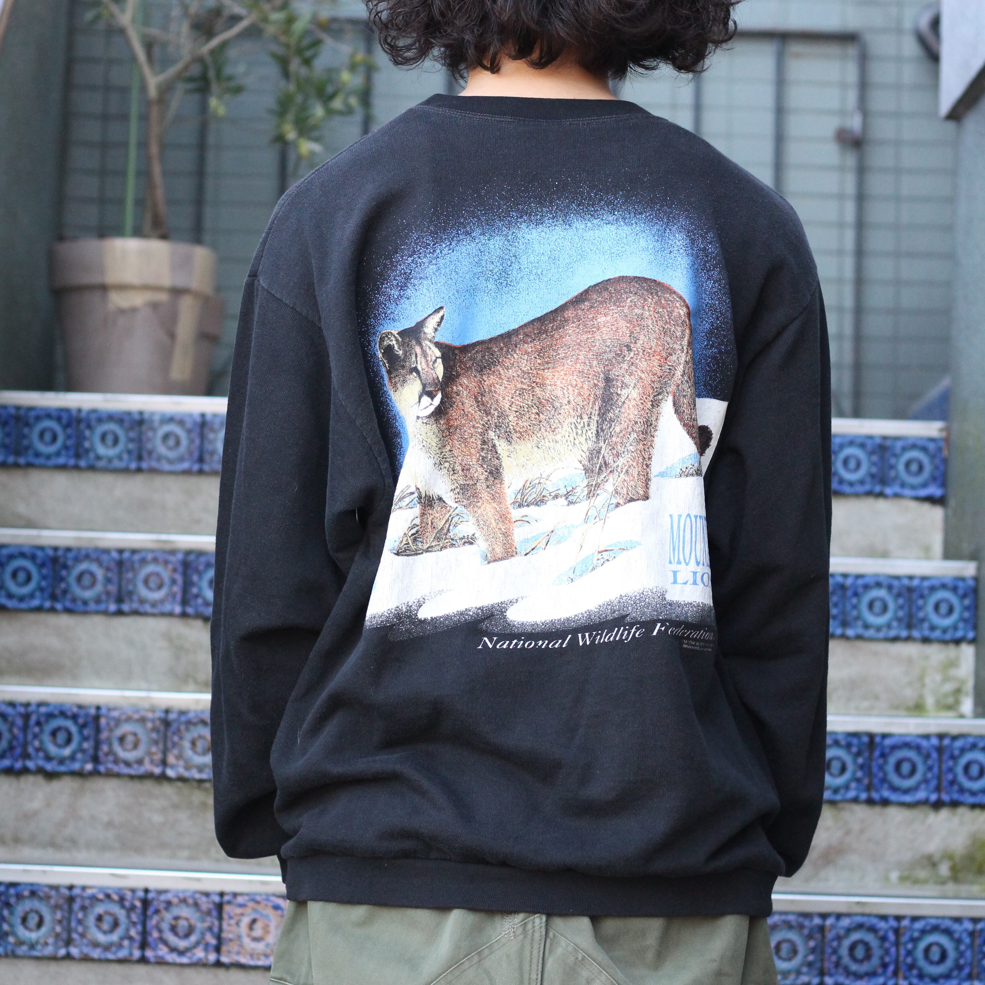 USA VINTAGE MOUNTAIN LION DESIGN OVER SWEAT SHIRT/アメリカ古着