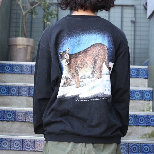 USA VINTAGE MOUNTAIN LION DESIGN OVER SWEAT SHIRT/アメリカ古着やまねこデザインオーバースウェット