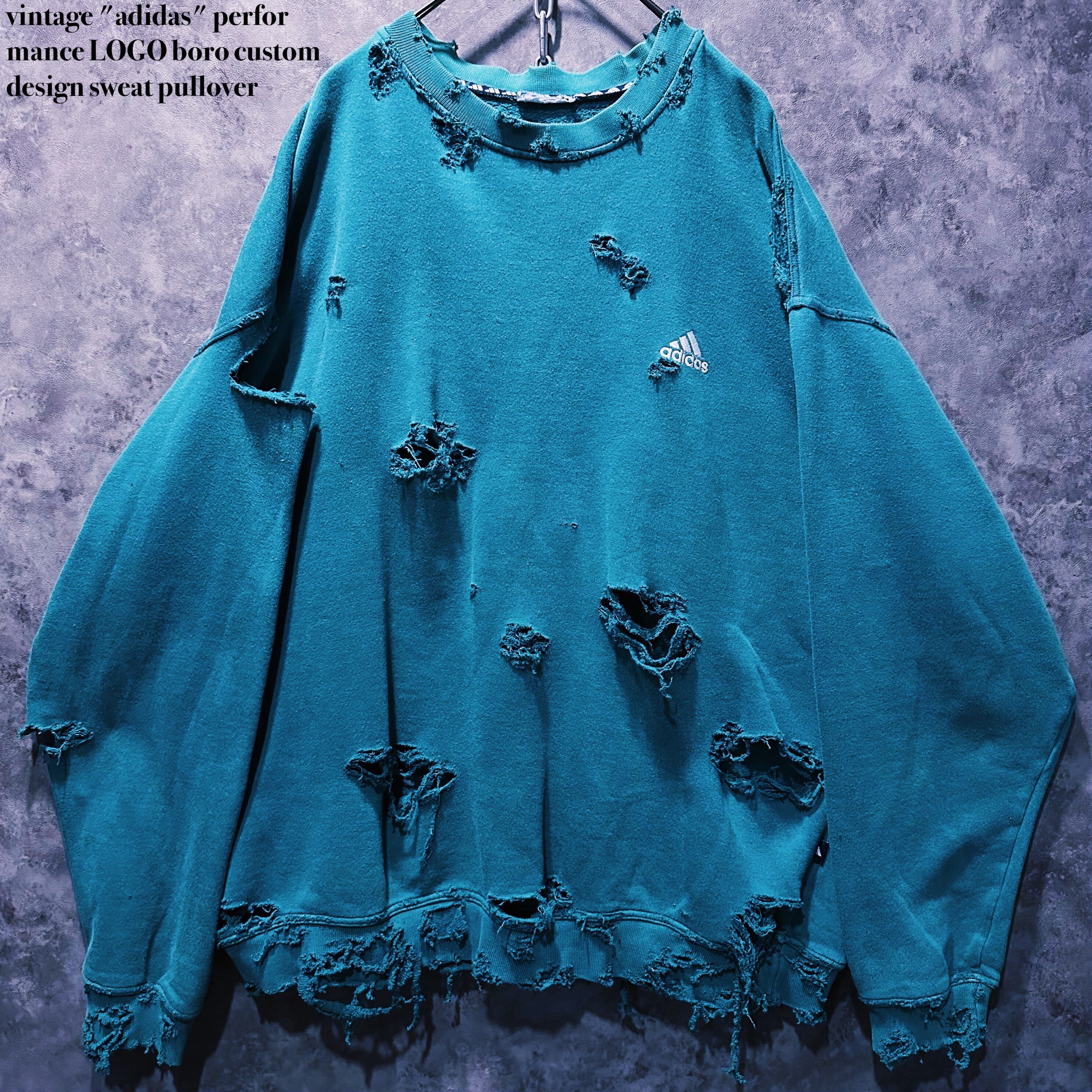 【doppio】vintage "adidas" performance LOGO boro custom design sweat pullover