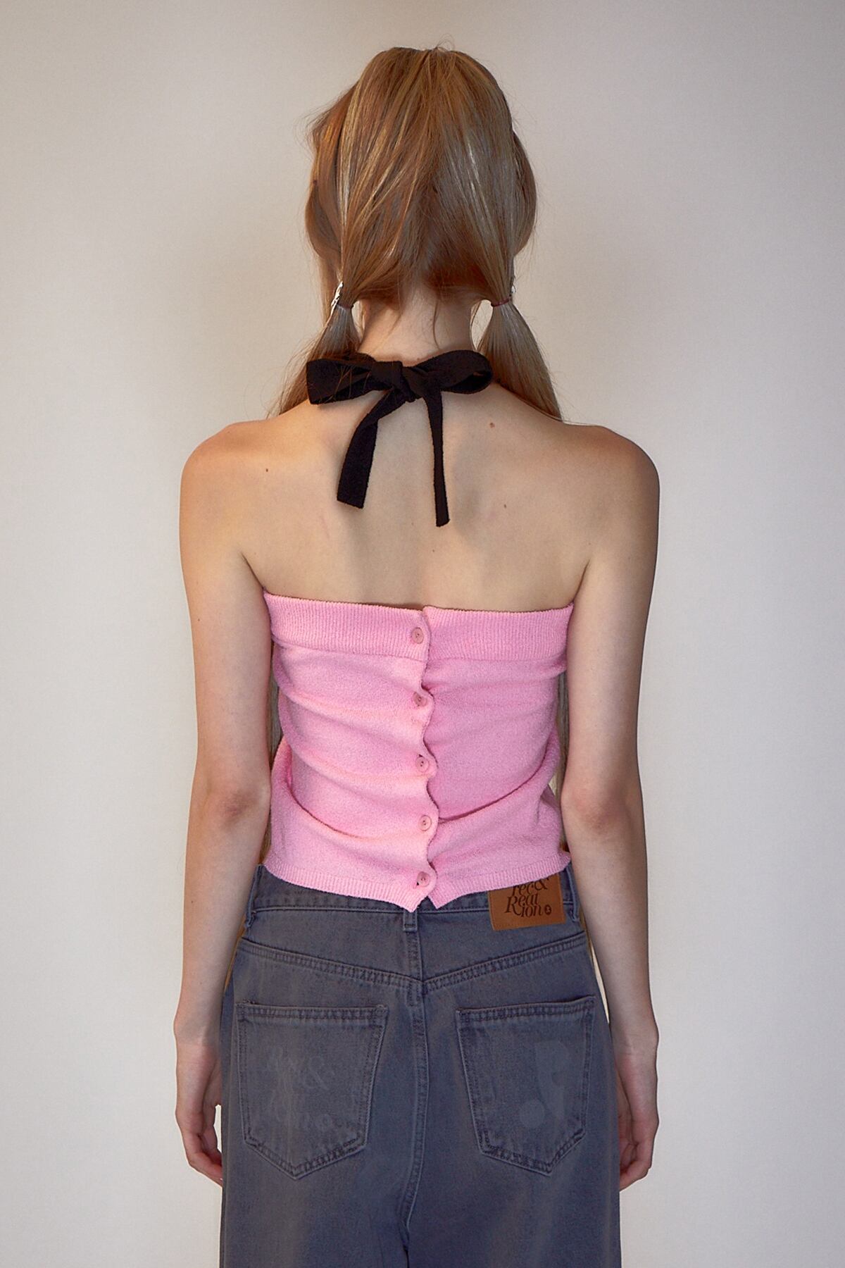rest & recreation] RR LOGO KNIT TUBE TOP - PINK 正規韓国ブランド
