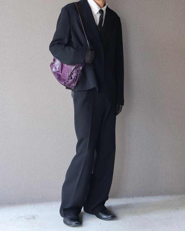 【set sales】lapel stitch tailored & wide straight slacks