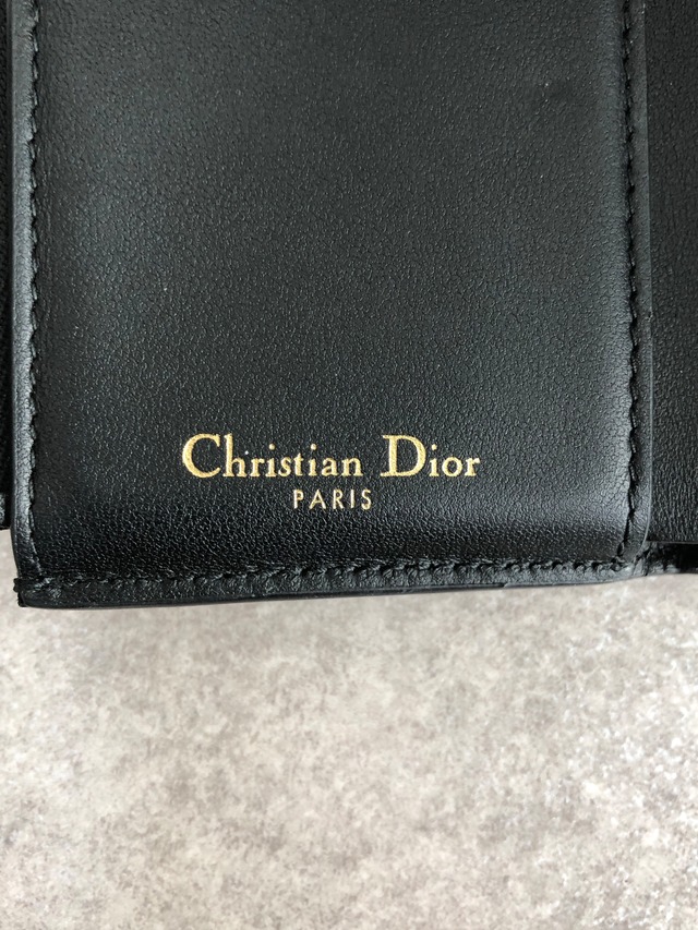 Christian Dior クリスチャン ディオール 財布 ブラック サドル ロゴ レザー 三つ折り財布  vintage ヴィンテージ オールド 65wdpi