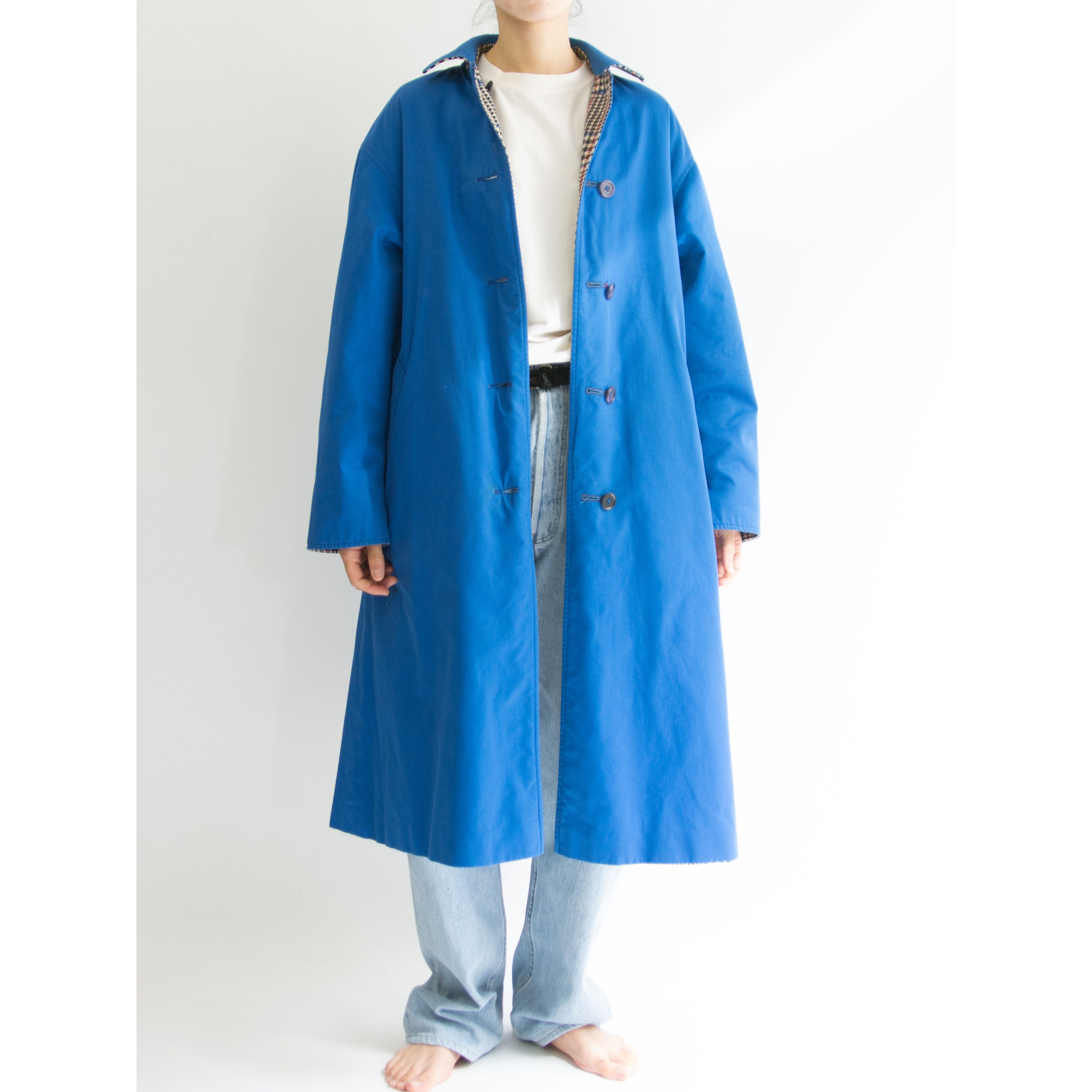 Aquascutum】Made in England 100% Wool Reversible Long Coat（アクア