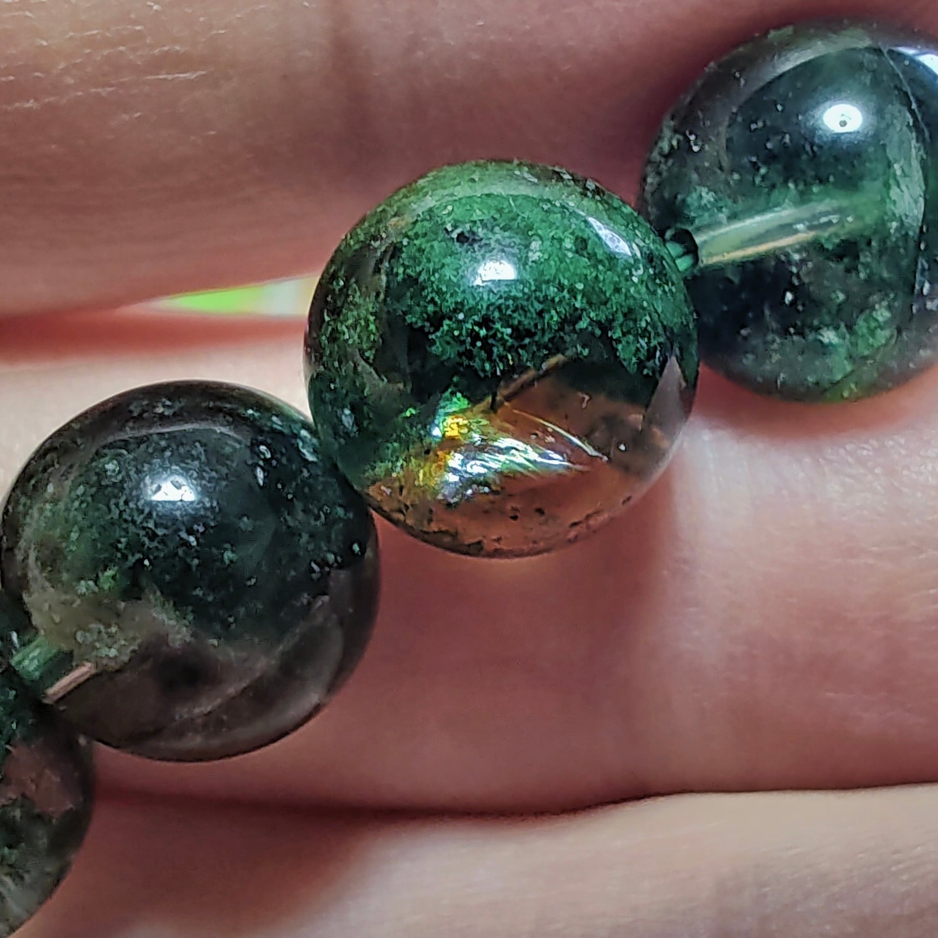 ◇虹◇グリーンガーデンクォーツ 庭園水晶 10ミリ K00680◇透明感