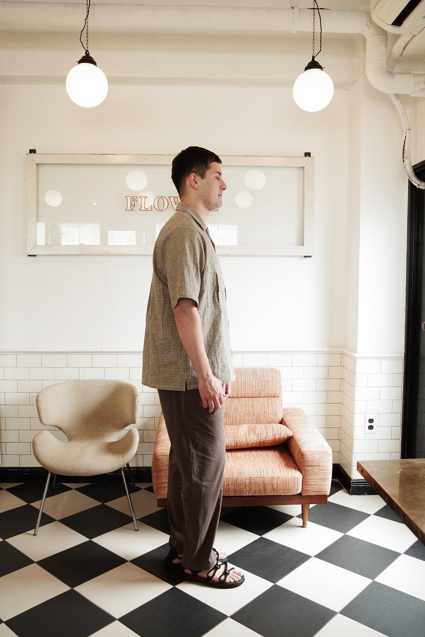 Nepped Check Open Collar Shirt