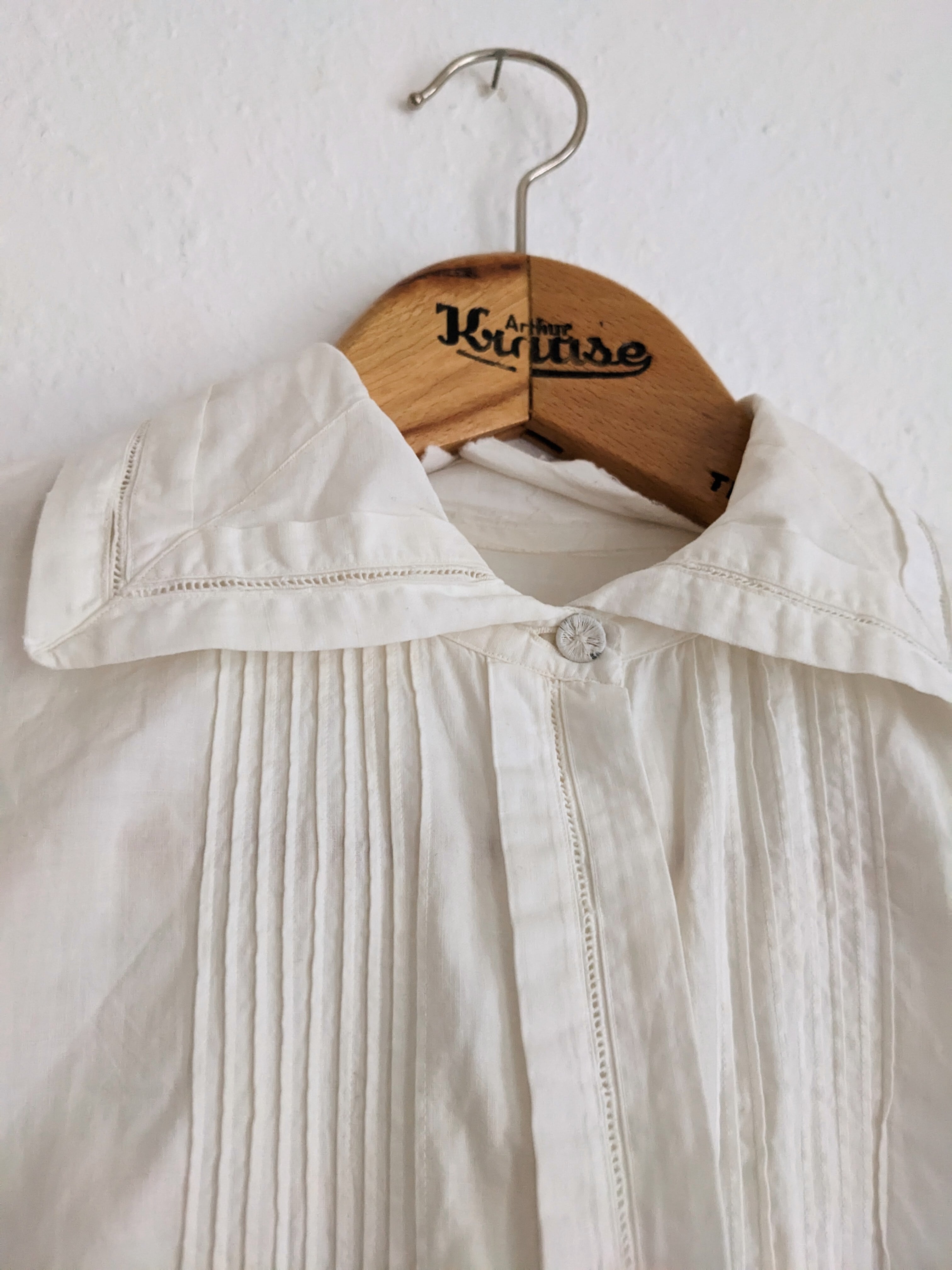 【ドイツ発送】1910s Antique initial_ white cotton blouse_ from 