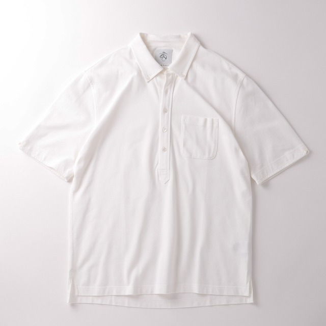 【極美品】 BLACK FLEECE BY BROOKS BROTHERS special cotton classic polo shirt big size  white ／   ブラック フリース バイ ブルックス ブラザーズ Thom Browne トムブラウン デザイン 高級ライン スペシャル コットン 鹿の子 ポロシャツ サイズ4 実寸XL  半袖 ホワイト 希少