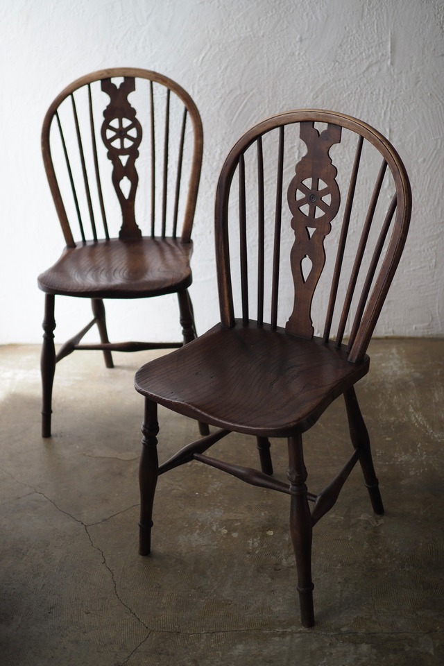 アンティーク ホイールバックチェア-antique wood chair
