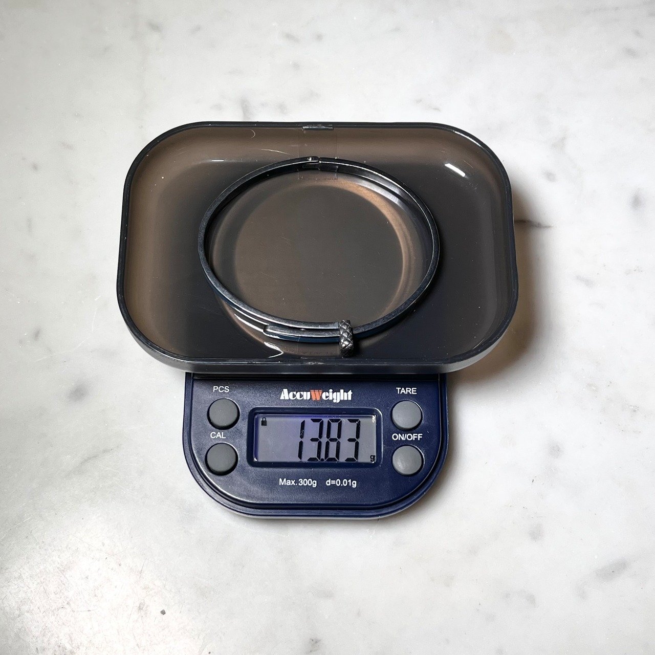 BOTTEGA  VENETA silver bangle with blue enamel