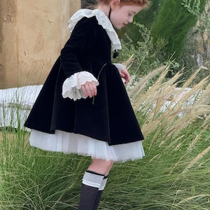 冬ベルベットレースカラードレス