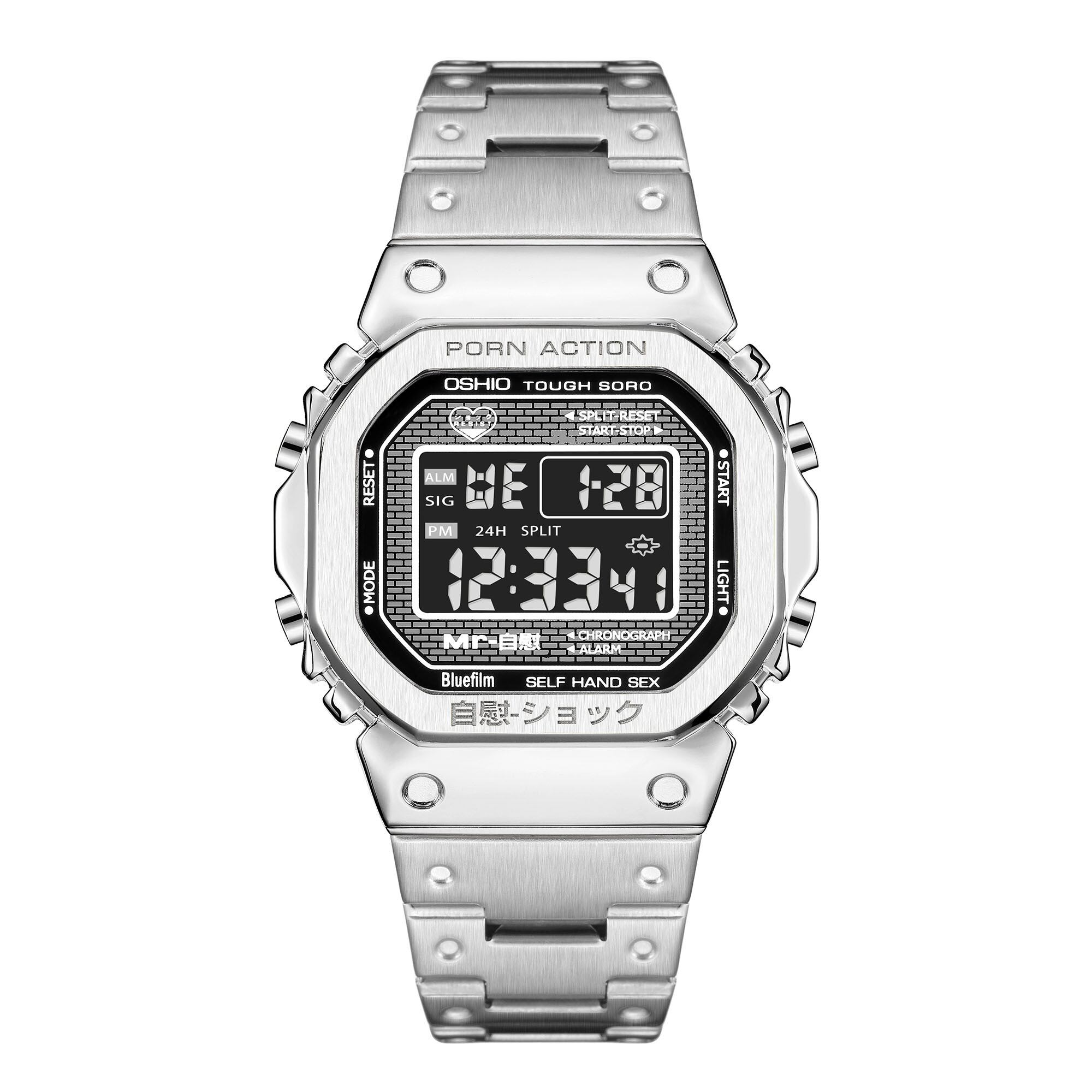 DIGITAL Multifunction WATCH METAL SILVER メンズウォッチ メンズ腕時計 男性用腕時計
