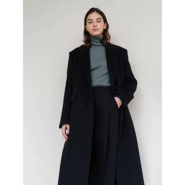 [AVA MOLLI] PEAKED SEMI DOUBLE COAT (BLACK) 正規品 韓国ブランド 韓国代行 韓国通販 韓国ファッション コート