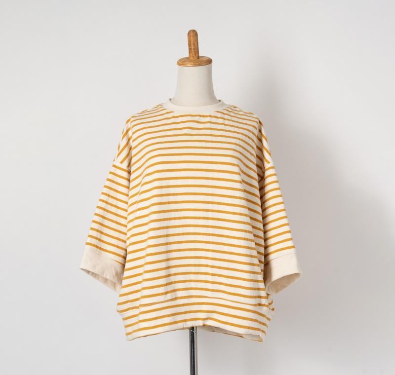 10/-天竺先染めボーダーワイドTシャツ