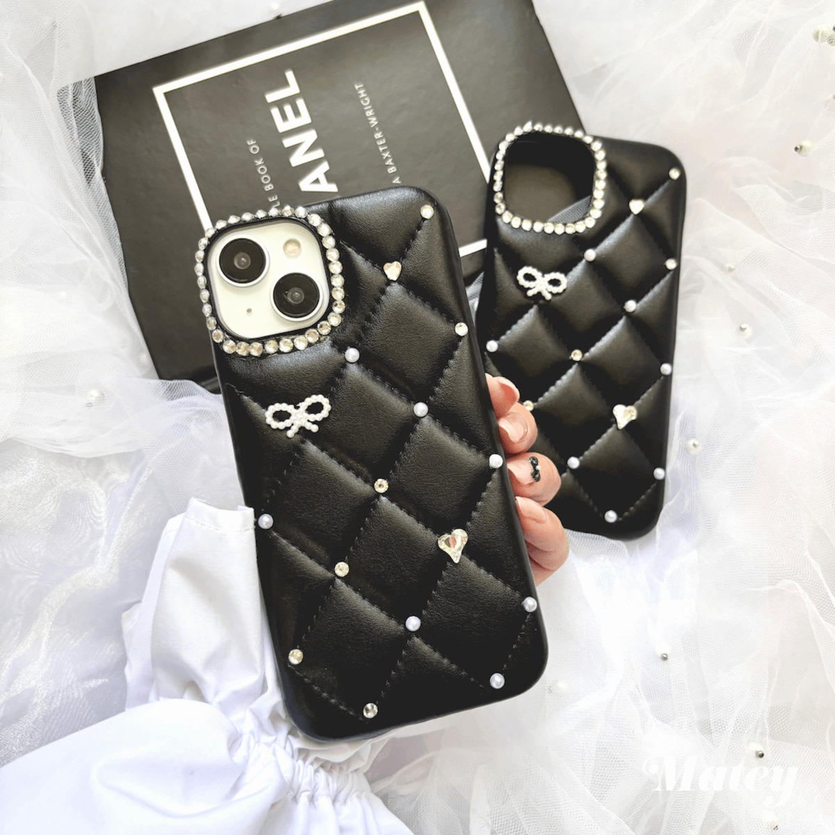 キルティングビジューiPhoneケース　BLK ダーリッチ Darich キルティングビジューiPhoneケース