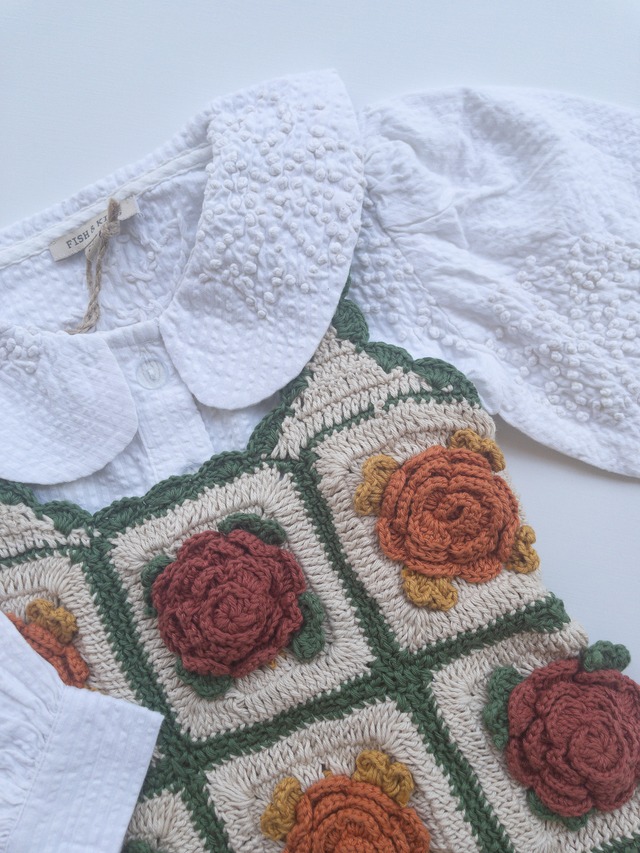 《即納》FISH&KIDS/ CROCHET FLOWERS PATCHWORK DRESS