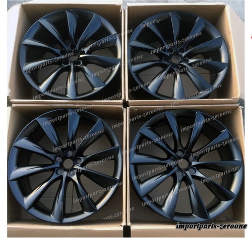 21インチ Tスタイル マットブラックスタッガーホイール テスラ モデルs 21x8.5 21x9 　-BRN-12233