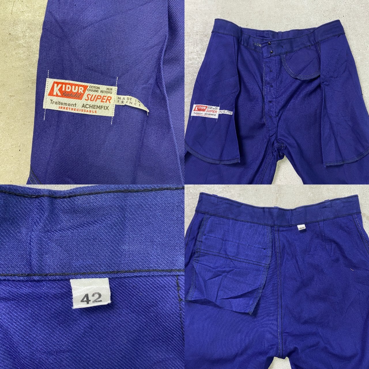 60's フレンチワークパンツ KIDUR Euro Vintage 白 DEAD STOCK NOS 60年代〜70年代 Kidur フランス製 フレンチワーク