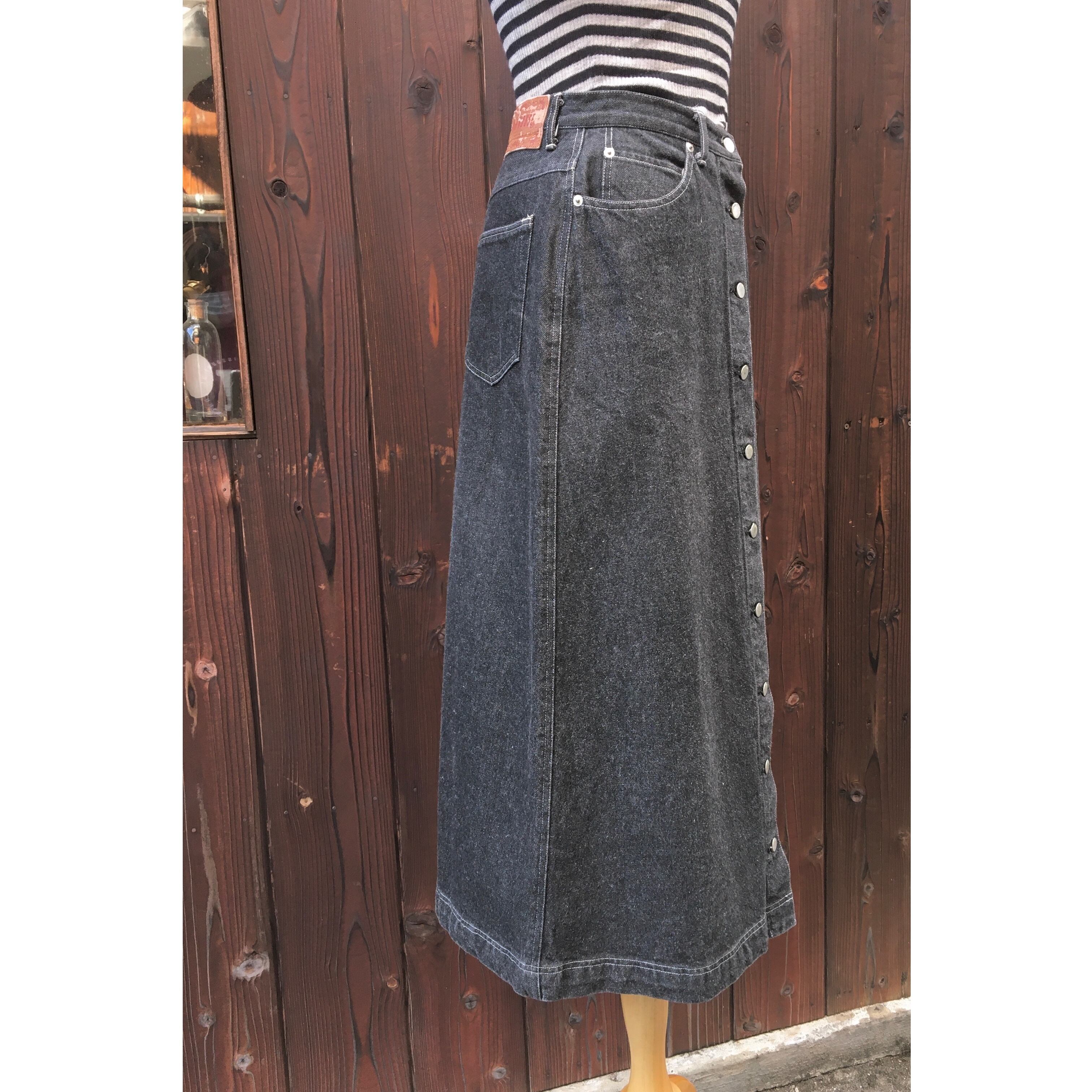 PINK HOUSE black denim long skirt 〈レトロ古着 ピンクハウス ...