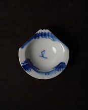 変形皿　富士山　染付　２枚　A