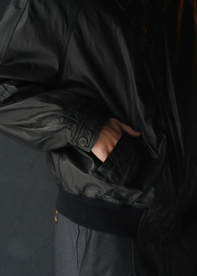 90’s-00’s Salvatore Ferragamoe raglan sleeve zip up leather jacket