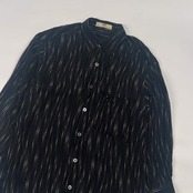 90s BALENCIAGA Sports バレンシアガ ドット風 総柄 レーヨン 長袖 シアーシャツ M/ブラック メンズ ビンテージ