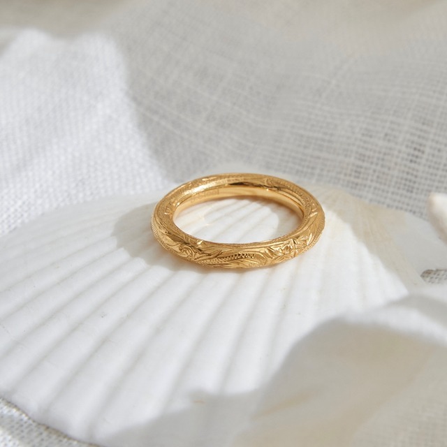 316L  ( サージカルステンレス )  Hawaiian Tube ring（GOLD）#h25